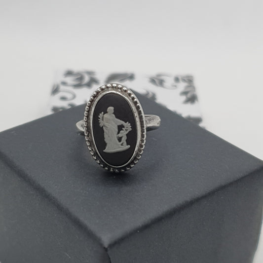 Black Jasperwear Wedgewood Ring size J