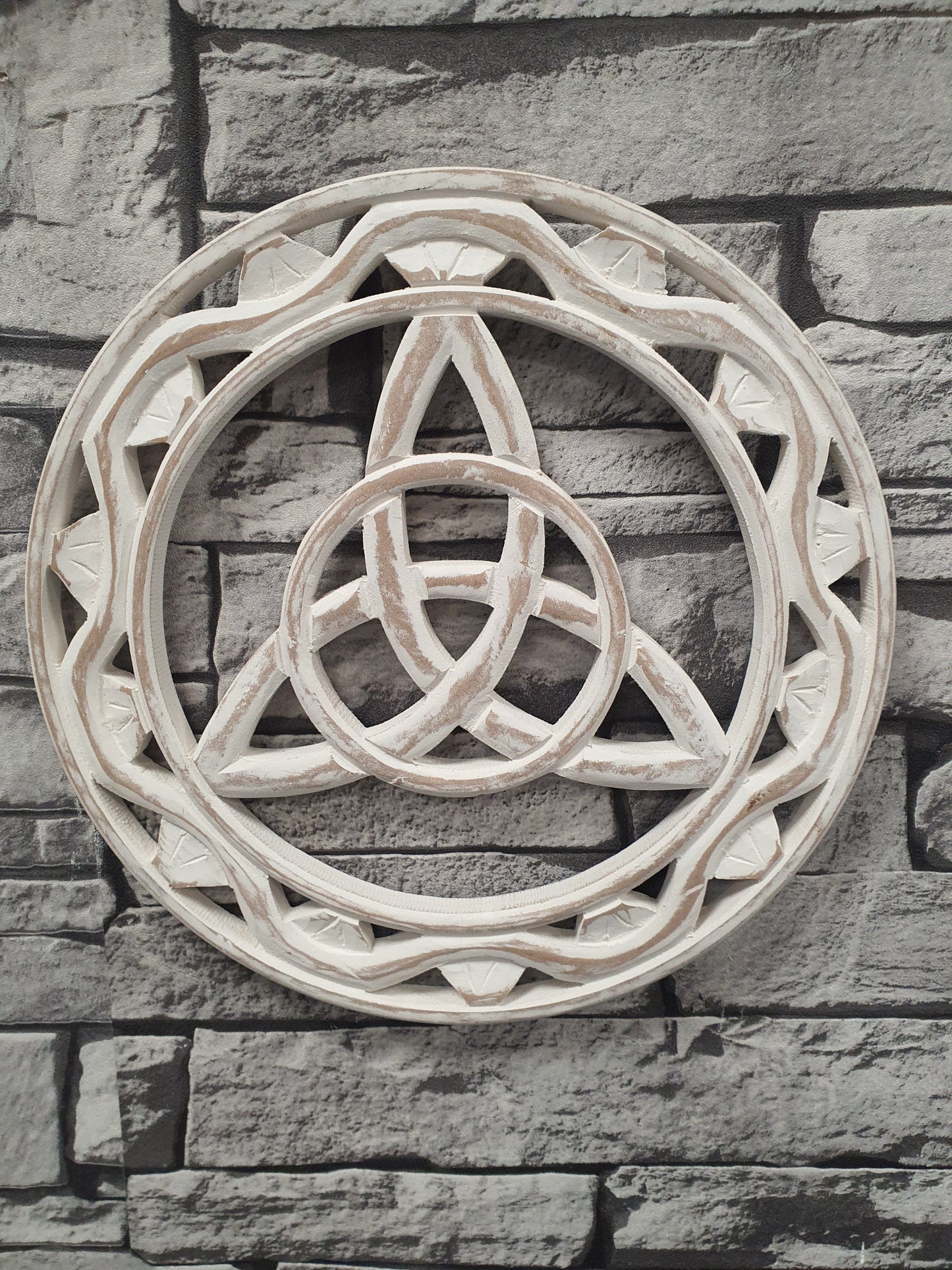 White Triquetra Wooden Hanging Sign