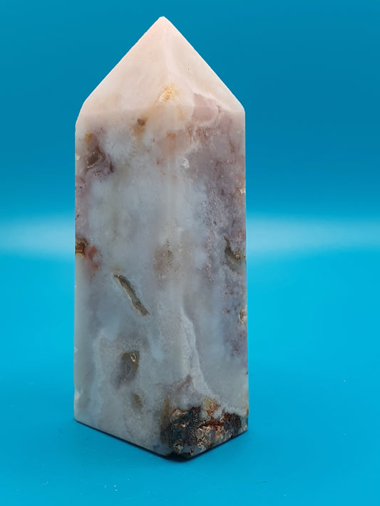 Pink Flower Agate Tower 91g