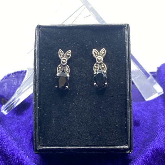 Black Onyx & Marcasite Earrings