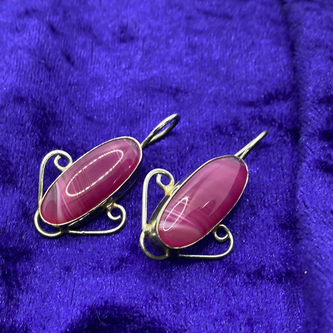 Pink Agate Earrings