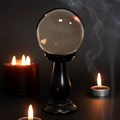 SMALL SMOKE GREY CRYSTAL BALL ON STAND