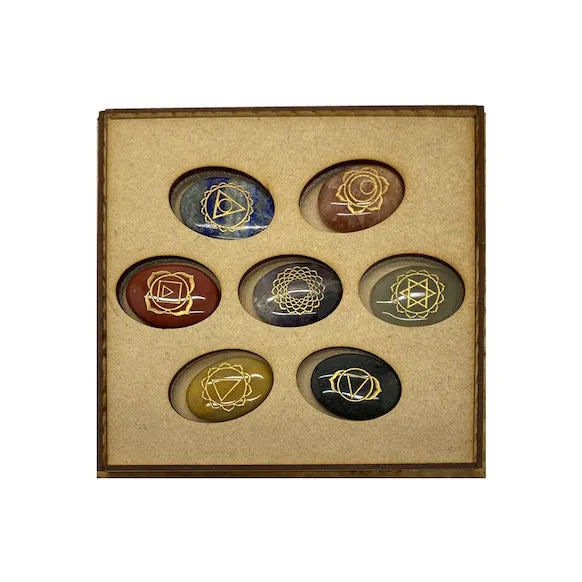 7 Chakra Stone Set with Wooden Case