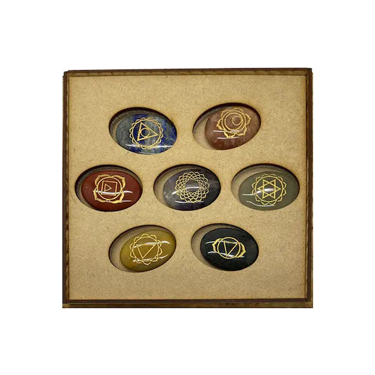 7 Chakra Stone Set with Wooden Case