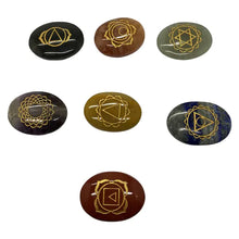 Load image into Gallery viewer, 7 Chakra Stone Set with Wooden Case
