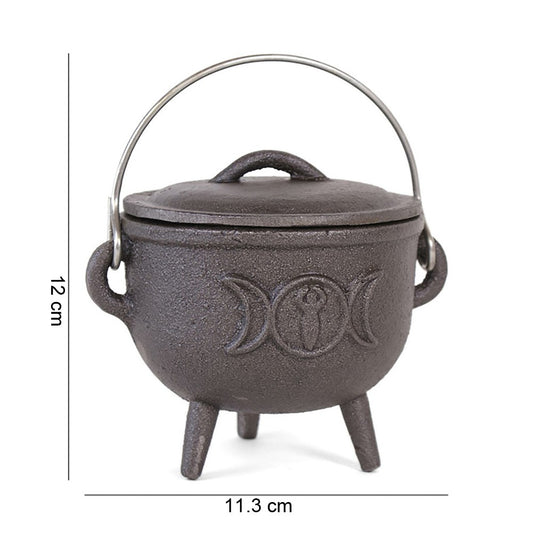 11cm Cast Iron Cauldron with Triple Moon