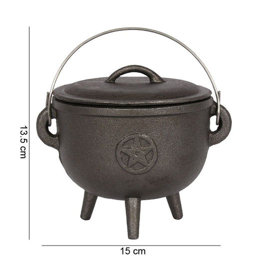 15cm Cast Iron Cauldron with Pentagram