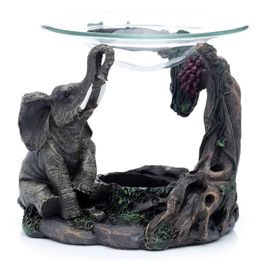 Elephant Scene Oil & Wax Burner with Glass Dish