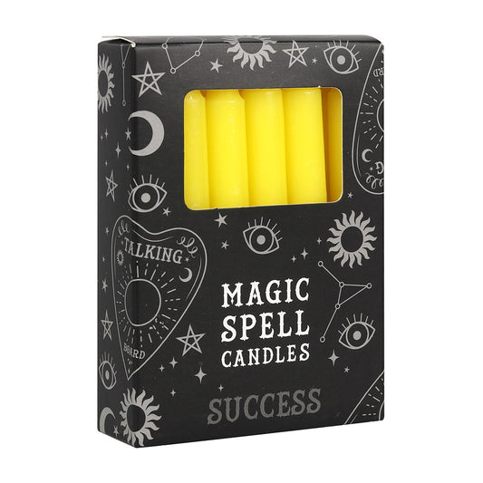 Yellow 'Success' spell candles pack of 12