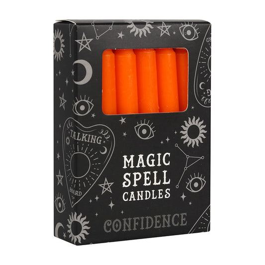 Orange 'Confidence' spell candles pack of 12