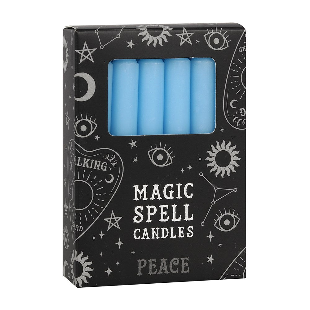 Light Blue 'Peace' spell candles pack of 12