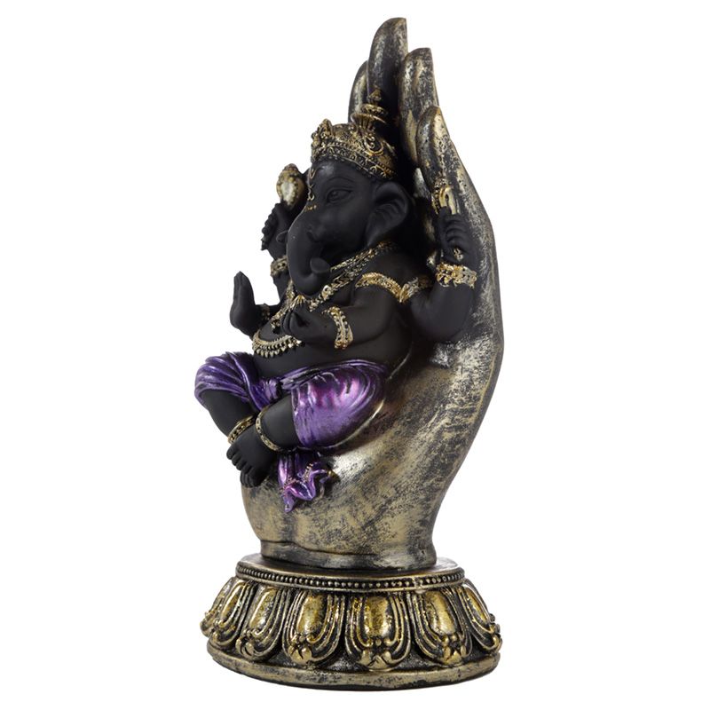 Purple, Gold and Black Ganesh in Hand