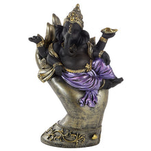 Load image into Gallery viewer, Purple, Gold and Black Ganesh Lying in Hand
