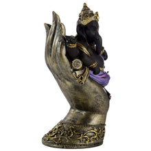 Load image into Gallery viewer, Purple, Gold and Black Ganesh Lying in Hand
