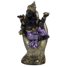 Load image into Gallery viewer, Purple, Gold and Black Ganesh Lying in Hand
