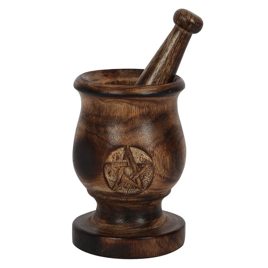 Wooden Pentagram Pestle and Mortar