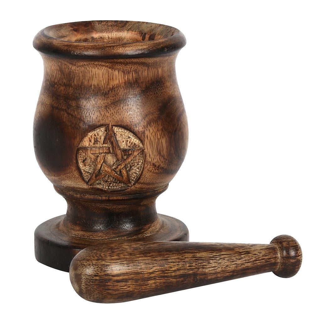 Wooden Pentagram Pestle and Mortar