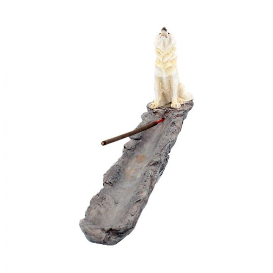 Wolf Call IHowling White Wolf Incense Holder 27.8cm