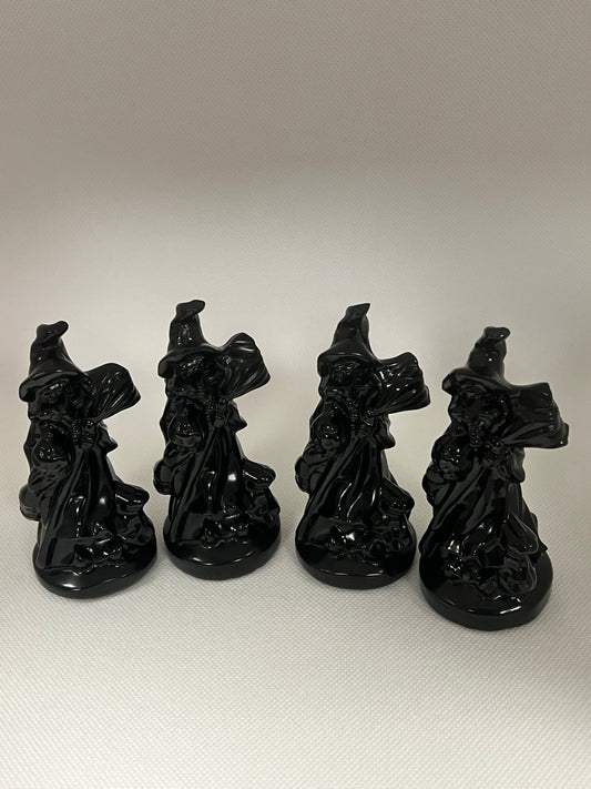 Black Obsidian Carved Witch Figure