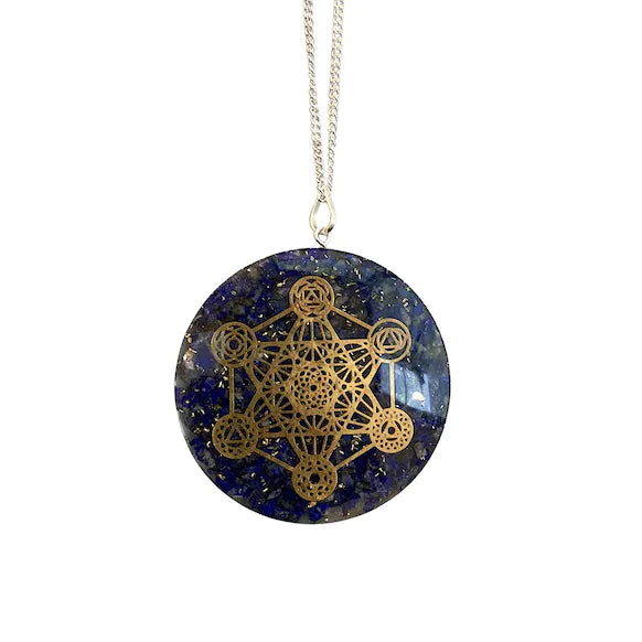 Metatron Lapis Lazuli Orgonite Reiki Pendant, 5cm