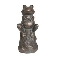 Bronze Effect Frog on Rock 45cm