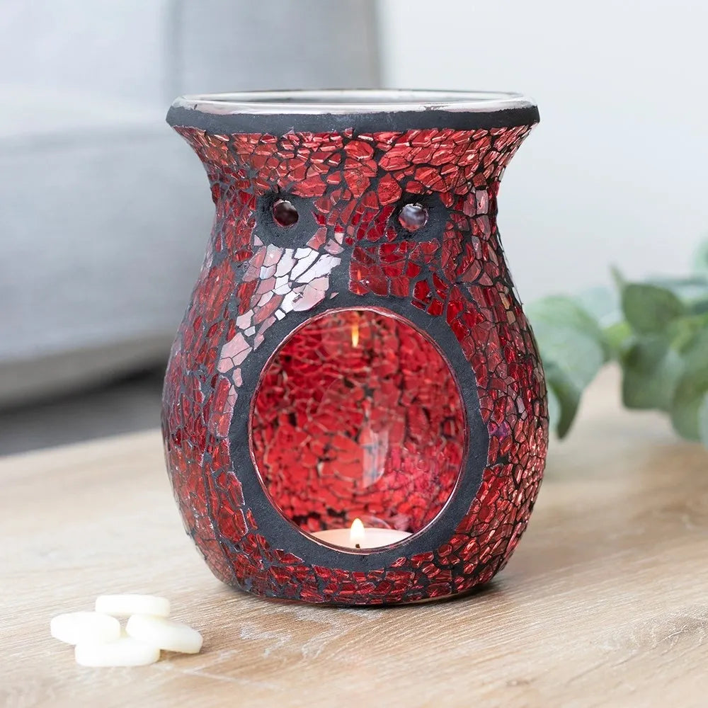 Large Red Crackle Glass Oil/Melt Burner