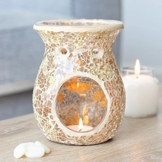 Large Gold Crackle Glass Oil/Melt Burner